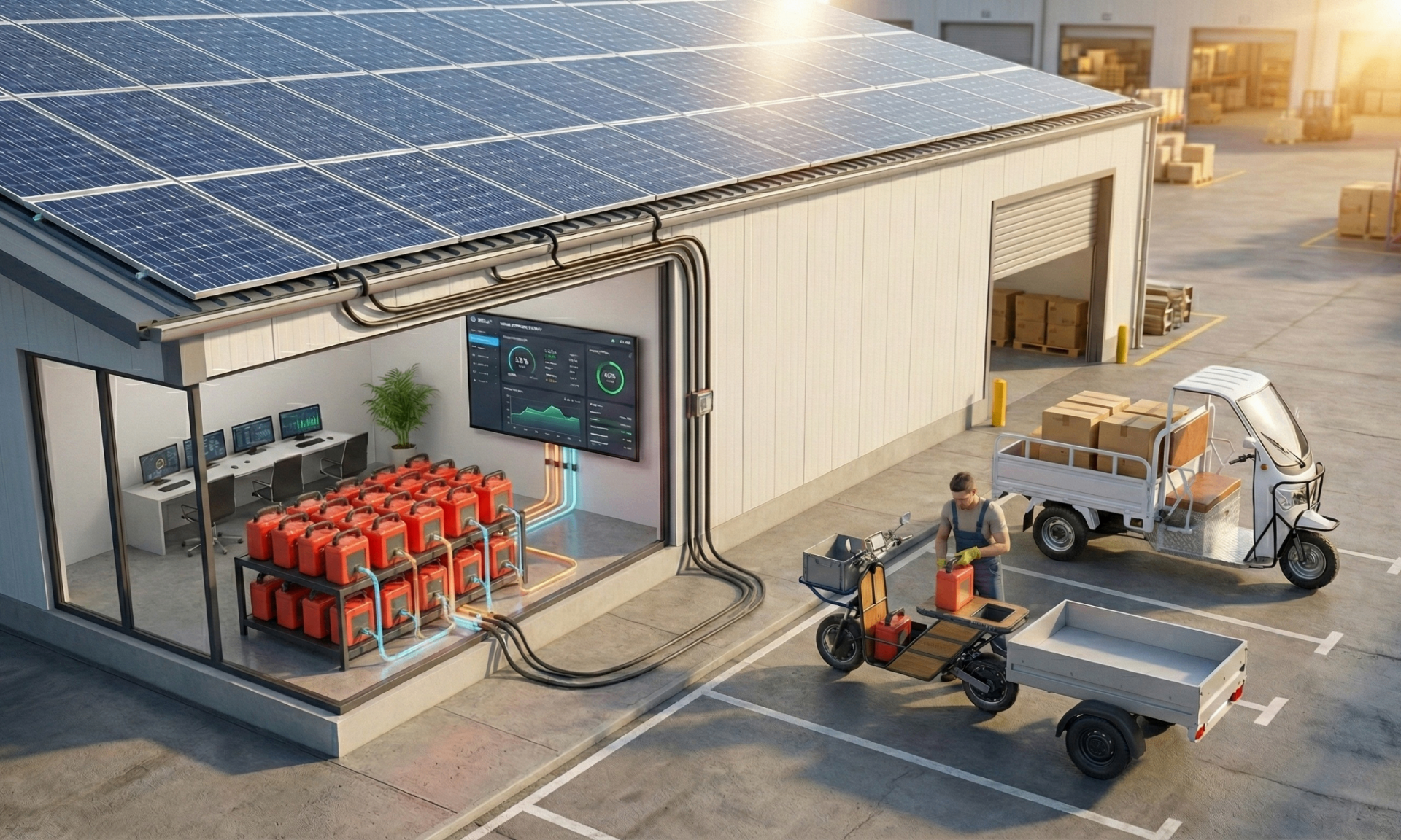 Solar-powered battery swap and EV fleet ecosystem